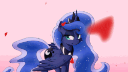 Size: 810x455 | Tagged: safe, artist:sentireaeris, artist:szafir87, princess luna, alicorn, pony, g4, animated, bedroom eyes, cinemagraph, female, gif, heart, heart eyes, mare, smiling, solo, valentine's day, wingding eyes