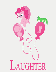 Size: 2550x3300 | Tagged: safe, artist:ruirik, gummy, pinkie pie, earth pony, pony, g4, balloon, fourth wall, high res, pinkie being pinkie, poster, silhouette, simple background, white background
