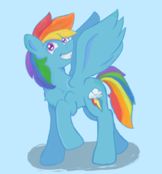 Size: 2800x3000 | Tagged: safe, artist:hypergurl4010, rainbow dash, pony, g4, female, grin, high res, raised hoof, simple background, smiling, solo, spread wings