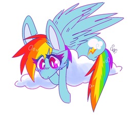 Size: 1200x1100 | Tagged: safe, rainbow dash, pony, g4, cloud, female, solo, spread wings