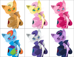 Size: 6000x4618 | Tagged: safe, artist:stjonal, applejack, capper dapperpaws, fluttershy, pinkie pie, rainbow dash, rarity, twilight sparkle, abyssinian, cat, anthro, g4, my little pony: the movie, absurd resolution, catified, chest fluff, male, mane six, rainbow cat, recolor, simple background, species swap, transparent background, vector