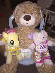 Size: 1024x1365 | Tagged: safe, artist:angelicorexx, angel bunny, fluttershy, harry, g4, build-a-bear, build-a-bear workshop, diaper, diapered plushie, irl, non-baby in diaper, photo, plushie