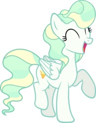 Size: 4673x6000 | Tagged: safe, artist:slb94, vapor trail, pegasus, pony, g4, absurd resolution, cute, excited, eyes closed, female, folded wings, open mouth, raised hoof, raised leg, show accurate, simple background, smiling, solo, transparent background, vaporbetes, vector, wings