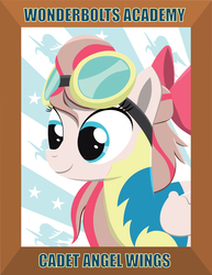 Size: 2550x3300 | Tagged: safe, artist:samoht-lion, angel wings, pegasus, pony, g4, top bolt, bow, bust, clothes, female, goggles, hair bow, high res, lineless, mare, picture frame, portrait, smiling, solo, uniform, wings, wonderbolt trainee uniform