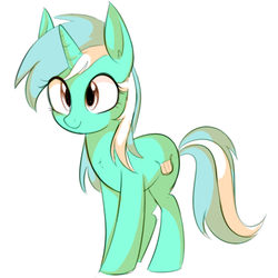 Size: 410x410 | Tagged: safe, artist:aureai, lyra heartstrings, pony, unicorn, g4, female, happy, mare, simple background, smiling, solo, white background