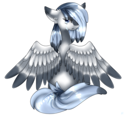 Size: 1313x1213 | Tagged: safe, artist:alithecat1989, oc, oc only, oc:mellany, pegasus, pony, crying, female, mare, rear view, request, sad, simple background, solo, transparent background