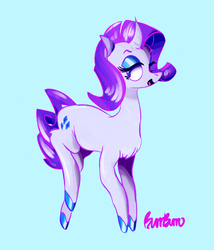 Size: 1645x1925 | Tagged: safe, artist:burrburro, rarity, pony, g4, blue background, colored hooves, female, simple background, solo