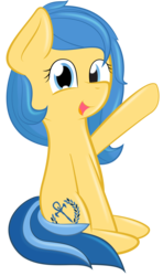 Size: 3000x5073 | Tagged: safe, artist:lavdraws, oc, oc only, pony, high res, open mouth, simple background, sitting, smile and wave, solo, transparent background, vector