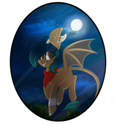 Size: 2048x2048 | Tagged: safe, artist:umiimou, oc, oc only, bat pony, pony, flying, high res, male, moon, night, solo, stallion