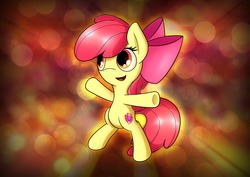 Size: 3508x2480 | Tagged: safe, artist:conniethecasanova, artist:flamevulture17, color edit, edit, apple bloom, earth pony, pony, g4, bipedal, colored, female, high res, solo, wallpaper