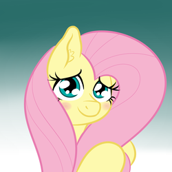 Size: 1000x1000 | Tagged: safe, artist:yakoshi, fluttershy, pony, g4, blushing, brushing, cute, female, looking at you, shyabetes, solo