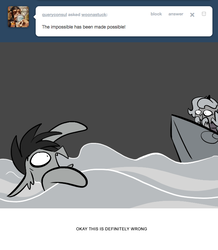 Size: 666x763 | Tagged: safe, artist:egophiliac, princess luna, oc, oc:sunshine smiles (egophiliac), bat pony, pony, moonstuck, g4, cartographer's hat-boat, drowning, filly, grayscale, marauder's mantle, monochrome, tumblr, tumblr comic, woona, woonoggles, younger