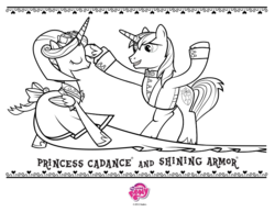 Size: 792x612 | Tagged: safe, princess cadance, shining armor, g4, official, coloring page