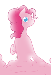 Size: 1080x1600 | Tagged: safe, artist:parallel black, derpibooru exclusive, pinkie pie, oc, oc:glass, goo, goo pony, original species, g4, looking at you, pinkie slime, simple background, solo, white background