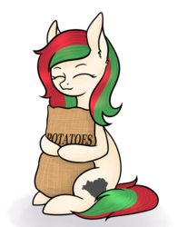 Size: 638x812 | Tagged: safe, artist:verabrony, oc, oc only, pony, belarus, eyes closed, food, nation ponies, ponified, potato, simple background, solo, transparent background
