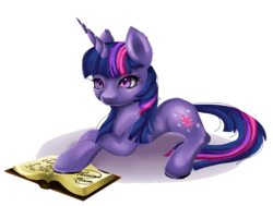 Size: 698x529 | Tagged: safe, artist:chinion-tam, twilight sparkle, pony, g4, book, female, reading, simple background, solo, transparent background