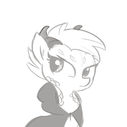 Size: 792x792 | Tagged: safe, artist:tjpones, oc, oc only, dracony, hybrid, original species, grayscale, monochrome, simple background, solo, white background