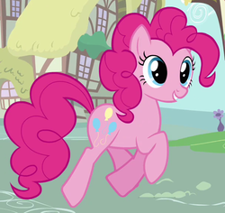 Size: 606x571 | Tagged: safe, screencap, pinkie pie, earth pony, pony, a friend in deed, g4, female, mare, skipping, solo