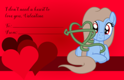 Size: 3156x2028 | Tagged: safe, artist:badumsquish, derpibooru exclusive, oc, oc only, oc:cuddlhu, original species, g4, female, heart, high res, looking at you, ponysuit, smiling, solo, tentacles, valentine, valentine's day, valentine's day card