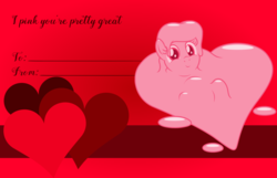 Size: 3156x2028 | Tagged: safe, artist:badumsquish, derpibooru exclusive, oc, oc only, oc:quiddity, goo pony, original species, g4, female, heart, high res, looking at you, melting, shapeshifting, smiling, solo, valentine, valentine's day, valentine's day card