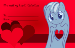 Size: 3156x2028 | Tagged: safe, artist:badumsquish, derpibooru exclusive, oc, oc only, oc:tremble, goo pony, original species, g4, female, heart, high res, looking at you, shapeshifting, smiling, solo, stretching, valentine, valentine's day, valentine's day card