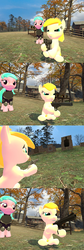 Size: 1400x4184 | Tagged: safe, artist:soad24k, oc, oc only, oc:chipper leaf, oc:flash bang, pony, 3d, cyoa, cyoa:filly adventure, female, filly, gmod, gun, high res, mare, weapon