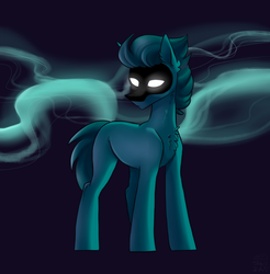 Size: 1280x1300 | Tagged: safe, artist:tabu-rat, oc, oc only, earth pony, pony, chest fluff, glowing eyes, mask, solo