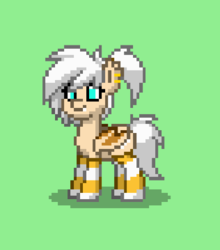 Size: 316x359 | Tagged: safe, oc, oc only, oc:vanilla fantasy, bat pony, pony, pony town, clothes, piercing, pixel art, ponytail, socks, solo, striped socks