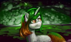 Size: 2000x1200 | Tagged: safe, artist:rrd-artist, oc, oc only, oc:green comet, pony, unicorn, solo