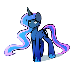 Size: 1280x1179 | Tagged: safe, artist:darkflame75, princess luna, pony, lunadoodle, g4, female, missing accessory, simple background, solo, white background