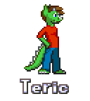 Size: 128x144 | Tagged: safe, artist:kelvin shadewing, oc, oc only, oc:teric, oc:teric dragon, dragon, anthro, anthro oc, clothes, jeans, male, pants, pixel art, shirt, solo, sprite, standing