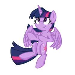 Size: 1000x1000 | Tagged: safe, artist:libbythekautz, twilight sparkle, alicorn, pony, g4, female, flying, playing, simple background, smiling, solo, transparent background, twilight sparkle (alicorn), wings