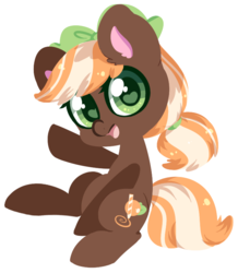 Size: 664x762 | Tagged: safe, artist:xaika, oc, oc only, oc:orange swirl, earth pony, pony, cute, female, mare, open mouth, simple background, solo, transparent background, waving