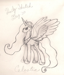 Size: 1275x1506 | Tagged: safe, artist:silversthreads, princess celestia, alicorn, pony, g4, daily sketch, female, mare, sketch, solo, traditional art