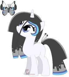 Size: 429x478 | Tagged: safe, artist:ipandacakes, oc, oc only, original species, pony, vivillon, looking up, pokémon, smiling, solo