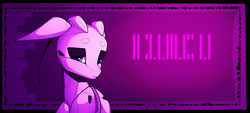 Size: 2484x1119 | Tagged: safe, artist:xn-d, oc, oc only, oc:xn, original species, pony, ponymorph, robot, robot pony, abstract background, bedroom eyes, bust, cipher, floppy ears, hooves together, looking at you, portrait, solo, valentine's day