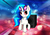 Size: 3508x2480 | Tagged: safe, artist:conniethecasanova, artist:flamevulture17, color edit, edit, dj pon-3, vinyl scratch, pony, unicorn, g4, colored, female, high res, solo, speaker, wallpaper, wallpaper edit, wrong eye color