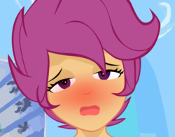 Size: 626x490 | Tagged: dead source, safe, artist:theminus, scootaloo, human, equestria girls, g4, ahegao, bedroom eyes, blushing, bust, cropcon, cropped, explicit source, female, open mouth, solo, tongue out