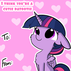 Size: 792x792 | Tagged: safe, artist:tjpones, twilight sparkle, alicorn, pony, g4, cheek fluff, chest fluff, cute, dialogue, female, floppy ears, heart, smiling, solo, twiabetes, twilight sparkle (alicorn), valentine's day card