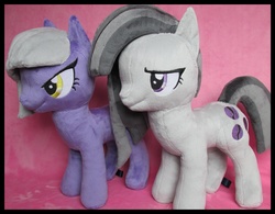 Size: 4223x3292 | Tagged: safe, artist:jillah92, limestone pie, marble pie, earth pony, pony, g4, angry, cute, duo, female, high res, irl, mare, photo, pie sisters, plushie, shy