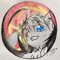 Size: 2756x2756 | Tagged: safe, artist:adetuddymax, oc, oc only, oc:adetuddymax, earth pony, pony, heterochromia, high res, looking at you, solo, traditional art