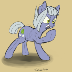 Size: 900x900 | Tagged: safe, artist:tehflah, limestone pie, earth pony, pony, g4, angry, female, mare, raised hoof, simple background, solo