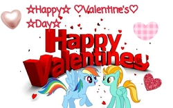 Size: 640x400 | Tagged: safe, lightning dust, rainbow dash, g4, female, heart, lesbian, ship:rainbowdust, shipping, text, valentine's day