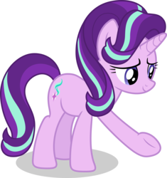 Size: 7000x7452 | Tagged: safe, artist:luckreza8, starlight glimmer, pony, unicorn, g4, to where and back again, .svg available, absurd resolution, female, lidded eyes, raised hoof, simple background, smiling, solo, transparent background, underhoof, vector