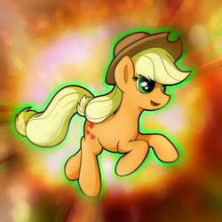 Size: 894x894 | Tagged: safe, artist:conniethecasanova, artist:flamevulture17, color edit, edit, applejack, earth pony, pony, g4, colored, female, running, solo