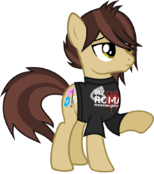 Size: 877x993 | Tagged: safe, artist:lightningbolt, derpibooru exclusive, earth pony, pony, g4, .svg available, clothes, male, my chemical romance, panic! at the disco, ponified, raised hoof, ryan ross, shirt, show accurate, simple background, solo, stallion, svg, t-shirt, transparent background, vector