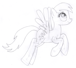 Size: 1440x1298 | Tagged: safe, artist:aafh, derpy hooves, pegasus, pony, g4, female, monochrome, solo, traditional art