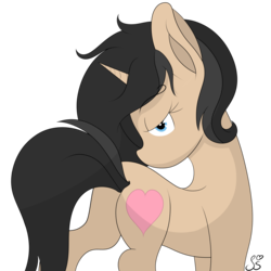 Size: 4002x4000 | Tagged: safe, artist:justisanimation, oc, oc only, oc:justis, pony, absurd resolution, big ears, butt, copyright, looking at you, plot, simple background, solo, transparent background