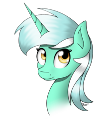 Size: 900x1000 | Tagged: safe, artist:spirit-dude, lyra heartstrings, pony, unicorn, g4, bust, female, portrait, simple background, smiling, solo, transparent background