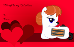 Size: 3156x2028 | Tagged: safe, artist:badumsquish, derpibooru exclusive, oc, oc only, oc:ginger-bread, original species, toaster pony, g4, coils, draw me like one of your french girls, female, freckles, ginger, hair bun, heart, high res, looking at you, looking back, on side, pun, red hair, slots, smiling, solo, toaster, valentine, valentine's day, valentine's day card